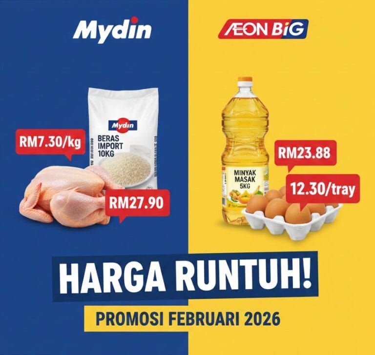 Jadual perbandingan harga barang dapur Februari 2026